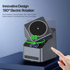 Magnetic 4 in 1 Auto Rotation Wireless Charger with Clock