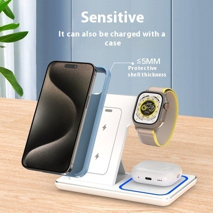 3 in 1 Wireless Charger Stand Pad | Foldable Fast Charging Station