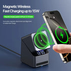 Magnetic 4 in 1 Auto Rotation Wireless Charger with Clock