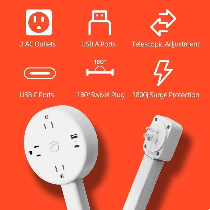 Power Outlet Expander with USB-AUSB-C Port and 2 AC Sockets