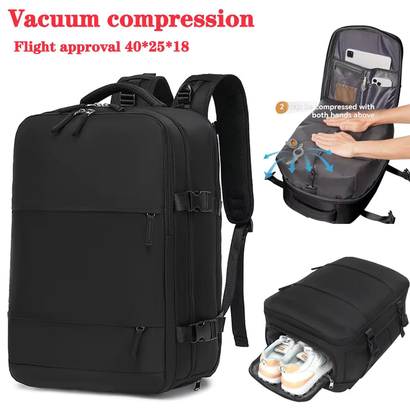 Vacuum sealed built-in air pump travel backpack