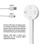 Power Outlet Expander with USB-AUSB-C Port and 2 AC Sockets