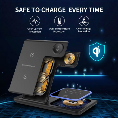 3 in 1 Wireless Charger Stand Pad | Foldable Fast Charging Station