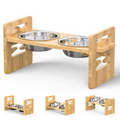 Elevated Adjustable Bamboo Pet Bowl Stand