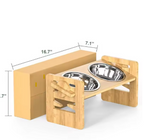 Elevated Adjustable Bamboo Pet Bowl Stand