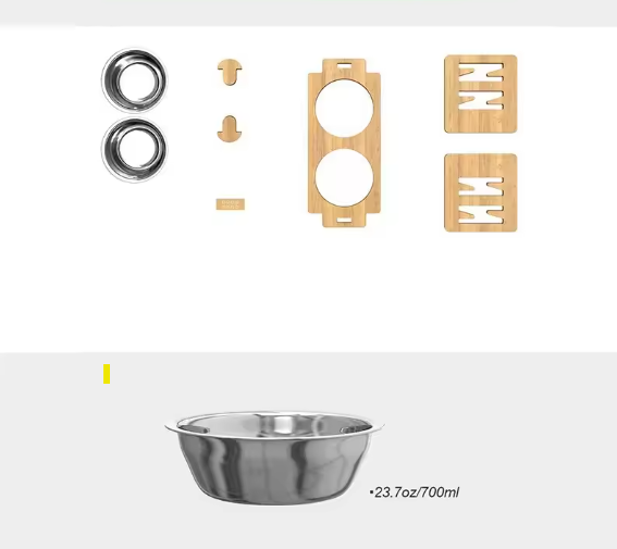 Elevated Adjustable Bamboo Pet Bowl Stand