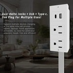 Power Outlet Expander with USB-AUSB-C Port and 2 AC Sockets