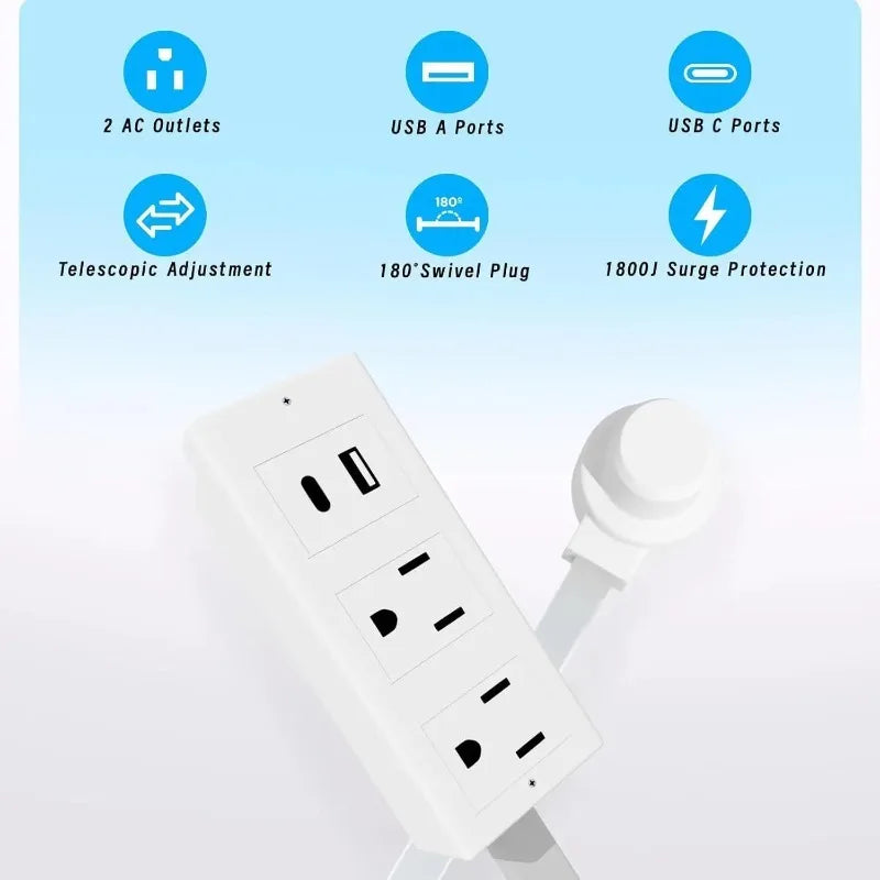 Power Outlet Expander with USB-AUSB-C Port and 2 AC Sockets