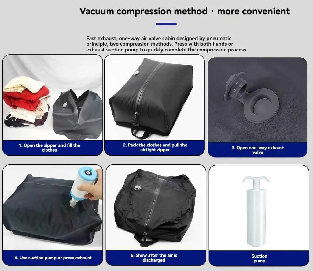 Vacuum sealed built-in air pump travel backpack