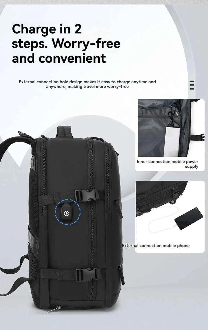 Vacuum sealed built-in air pump travel backpack