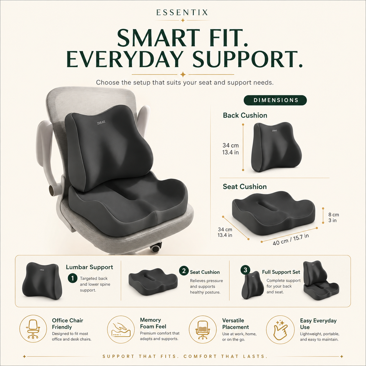 The Stratus Support™ – Support Your Back & Hips While Sitting